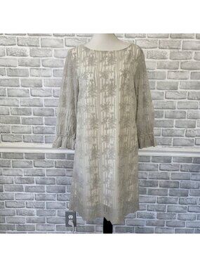 Sundance Emma Graceful Silver Lace Cupro Romantic Ethereal Sheath Dress Medium